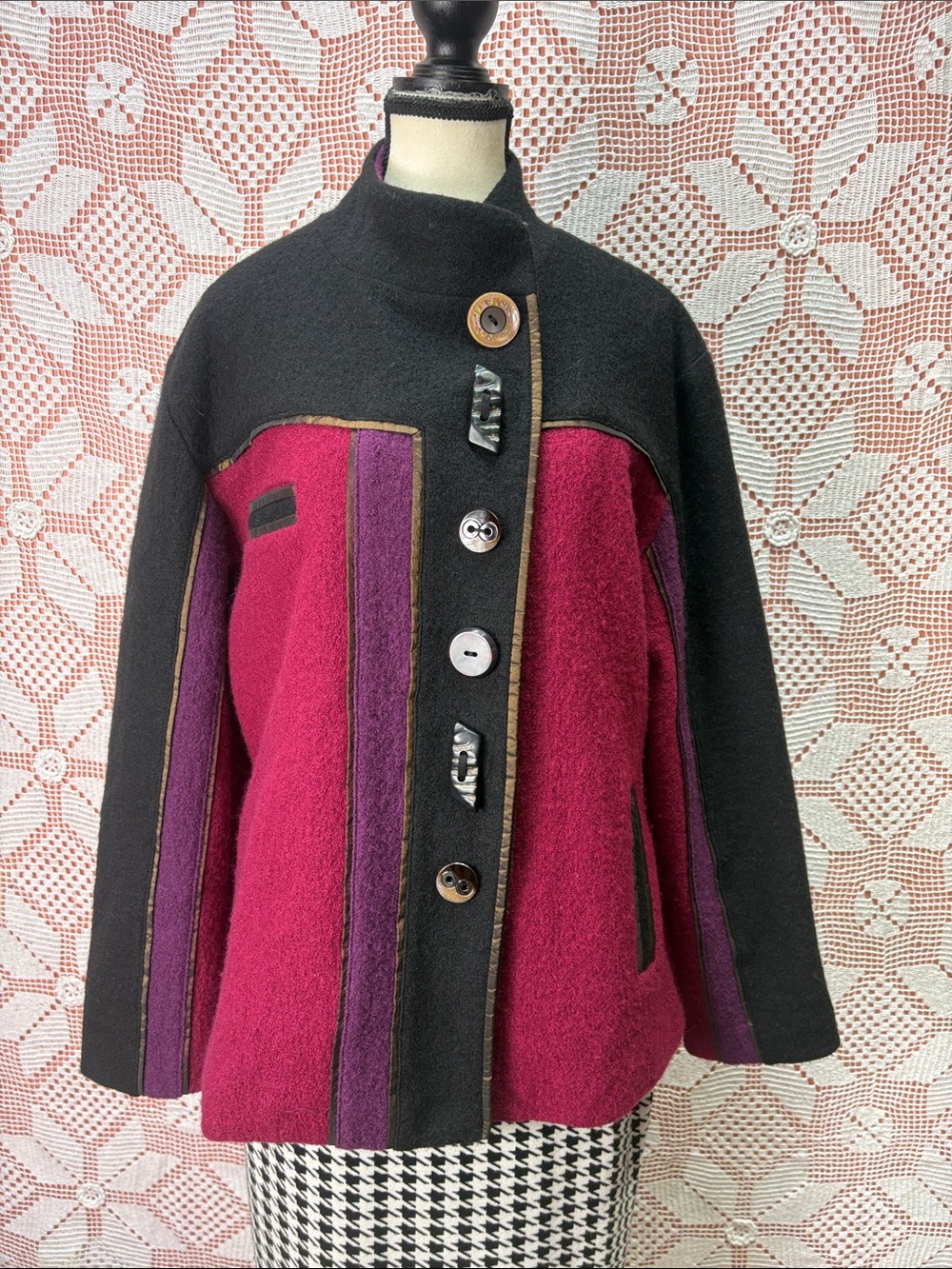 Carlson Colour-Block Wool Jacket Sz L